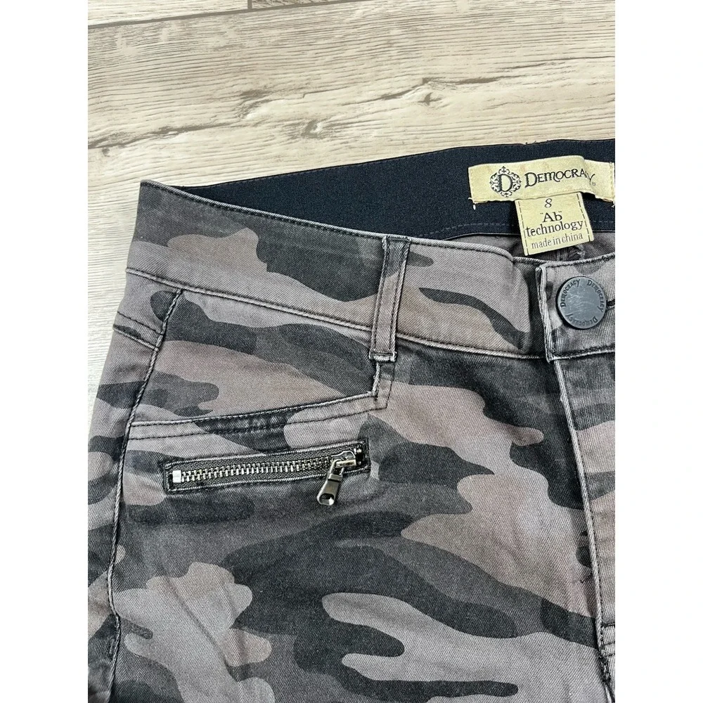 Democracy Jeans Womens 8 Gray Camo Ab Technology Skinny Ankle Stretch Pants